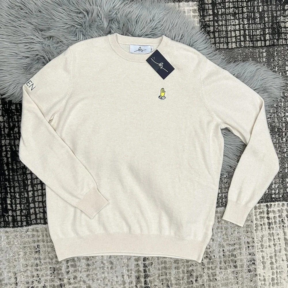 Boston Scott Golf Mens‎ 100% Cashmere Oatmeal Sweater LS Size XXLarge ($205)